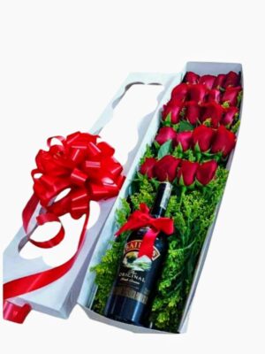 Caja de Rosas y Vino Cali - Floristería La Calidad